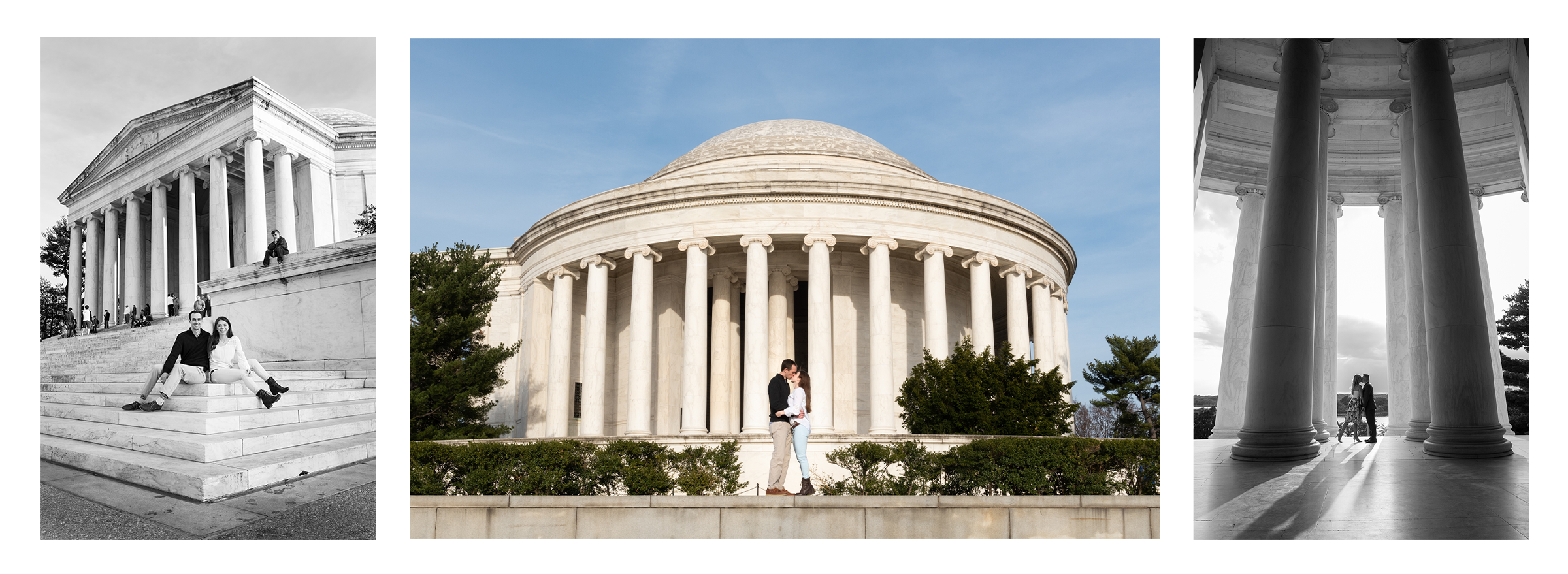 Engagement photos at the Jefferson Memorial