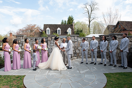 ceremony during the day at Kentlands Mansion